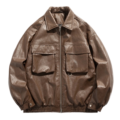 工装短款皮衣夹克羽绒服美拉德