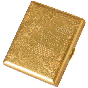 酷宝上河图黄铜烟盒20支装便携男士专用粗支高档6.5中支空香夹盒