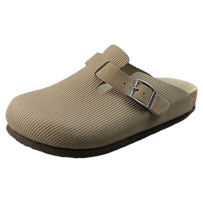 岛外DAOWAI勃肯鞋半包头灯芯绒纹软木拖休闲复古boston博肯鞋男女