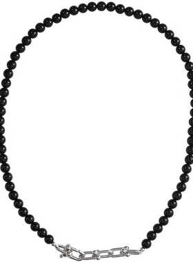 离歌丨天然黑碧玺时髦锁扣项链