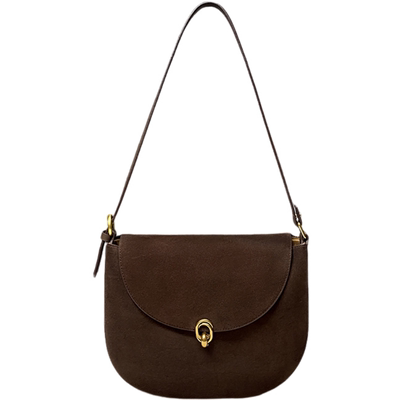 牛皮马鞍腋下包2024秋冬款磨砂皮女包复古高级气质腋下单肩斜挎包