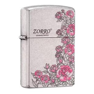 ZORRO佐罗玫瑰煤油打火机复古经典防风男士高档送男友免费刻字