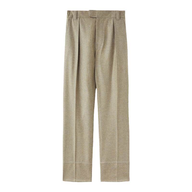 LoroPiana/诺悠翩雅男士休闲裤高腰宽松开士米前幅倒褶新款