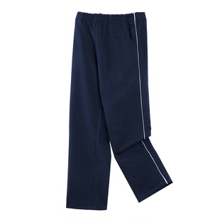 儿童藏青色运动裤春秋纯棉男女童学生深蓝色一条夏薄三杠校服裤子