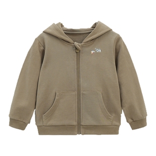 whitewheat儿童2025秋季新款上衣男女童纯棉连帽卫衣宝宝休闲外套