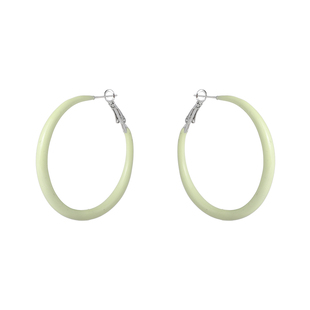 夏季清新蓝色滴釉大耳圈多巴胺奶油色耳环独特小众设计方圆脸耳饰