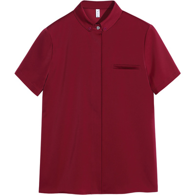 酒红色雪纺新款职业装洋气衬衫