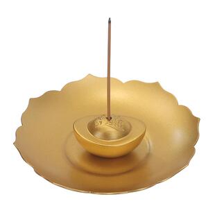 纯黄铜元宝莲花线香插新中式香托沉香盘家用室内茶道便携随身香炉