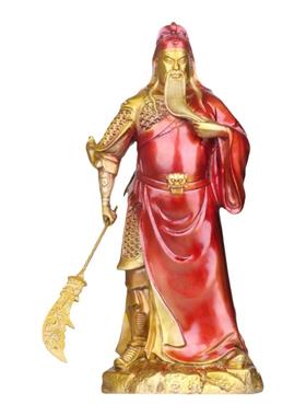 铜提刀关公彩绘关二爷武财神中式