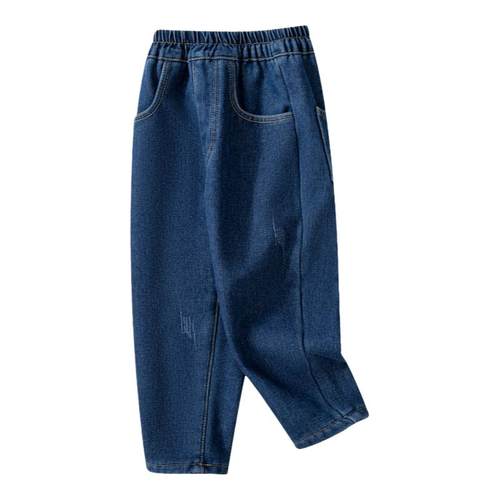 马克华菲2025秋冬季中童小学生男宝加绒加厚牛仔裤水洗直筒耐磨jz