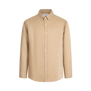 [亚麻]Navigare意大利小帆船卡其色长袖衬衫男2026春季宽松衬衣