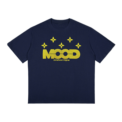 SRME夏季新品MOOD乱针刺绣印花复古短袖潮牌纯棉休闲半袖情侣T恤