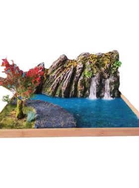 纯手工山水沙盘摆件背景拍摄手办