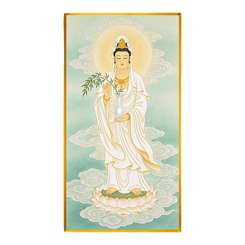 观音菩萨佛像十字绣满绣人物竖版玄关家用精准印花自己手工全绣