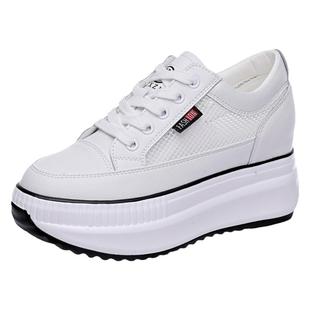 鞋子女2025四季可穿的内增高小白鞋真皮配裙子厚底松糕休闲运动鞋