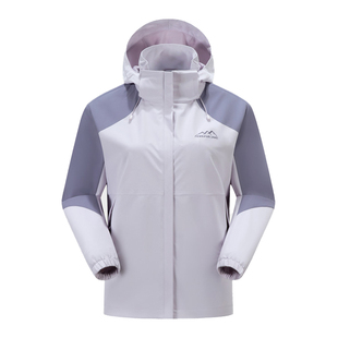 春秋季拼色冲锋衣女士防风防水网衬夹克外套男薄款户外风衣登山服