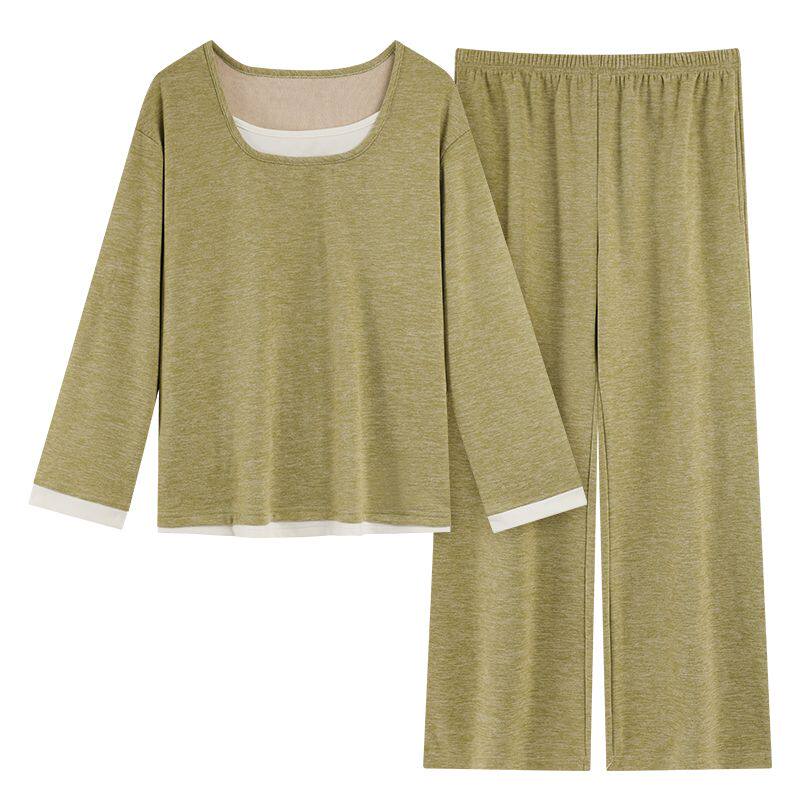 德绒保暖睡衣女秋冬发热家居服