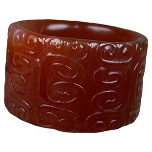 天然红玛瑙扳指环南红玉髓扳指男士会龙纹本命年压灾小扳指戒