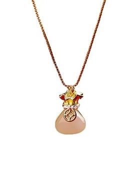 钛钢女金色转运钱袋项链女