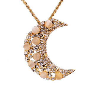 法国IDee月亮毛衣链女潮流长款项链百搭小众设计春夏款宝石配饰品