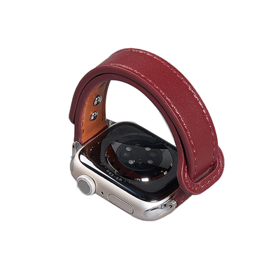 匠戴适用iwatch红色双钉扣皮表带