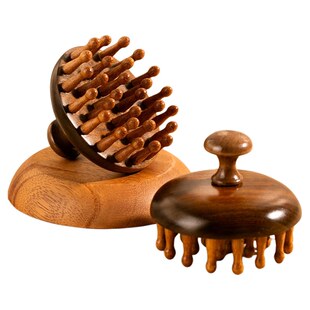 檀木按摩梳子头皮经络小木梳疗脱发梳头防刷头部疏通神器便携圆盘