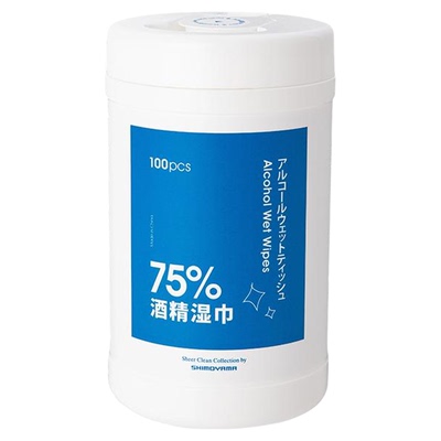 霜山桶装100抽酒精湿巾