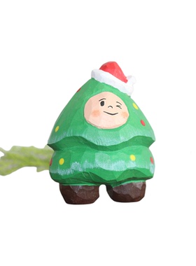森物可爱手工实木雕圣诞装饰摆件