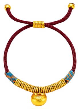 复古风编织手链女黄金色