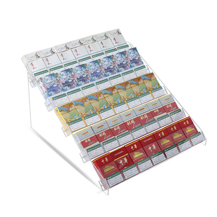 45度倾斜放一包厚香烟展示架手机玻璃柜改变成香烟柜支架卖烟架子