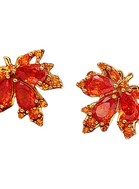 红色枫叶锆石锁骨链仙女风