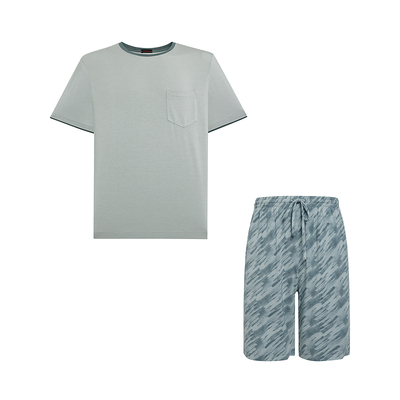 爱慕先生26春夏沁凉家居睡衣男圆领套头短袖+短裤套装NS43N291