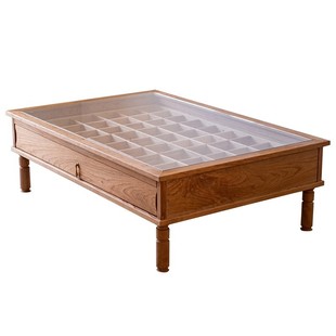 岩璞实木玻璃茶几客厅家用多宝格诧寂风中古风茶桌轻奢高级感家具