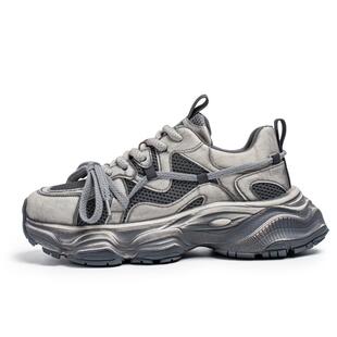 男鞋2026新款夏季网面透气休闲运动鞋厚底增高巴黎复古做旧老爹鞋