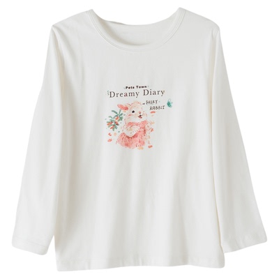 dreamydiary圆领卡通长袖纯棉T恤