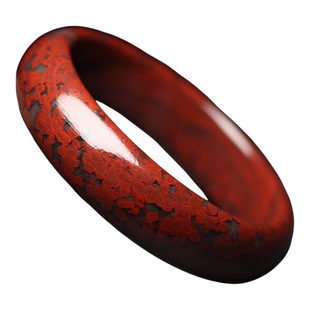 正品桂林鸡血玉手镯女款本命年红色67圈口天然玉石镯子带证书精品