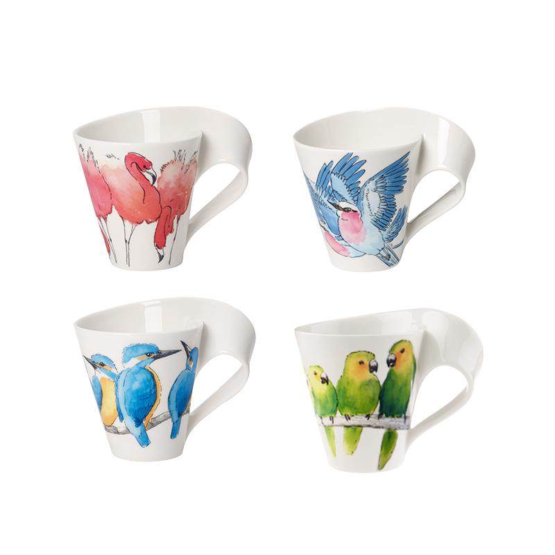 villeroyboch德国进口唯宝咖啡杯创意火烈鸟陶瓷插画动物马克杯