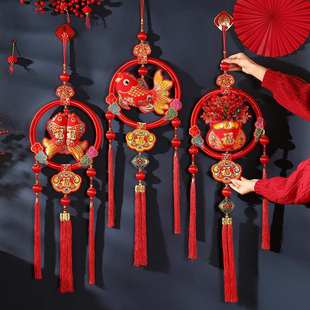 新年挂件2026新款 发财果丝圈挂件客厅喜庆过年挂饰批发 春节中式