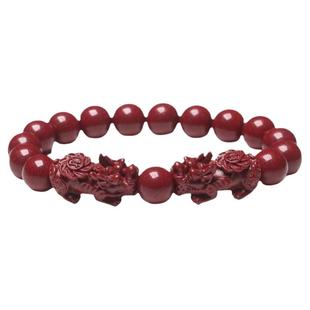 天然招财朱砂貔貅手串官方旗舰店男女士款六字箴言本命年珠砂手链