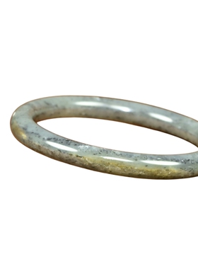 和田玉青花圆条手镯洒金皮芝麻糊