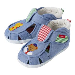 MIKIHOUSE 日本制动物园布凉鞋童鞋女童12-9302-140牛仔
