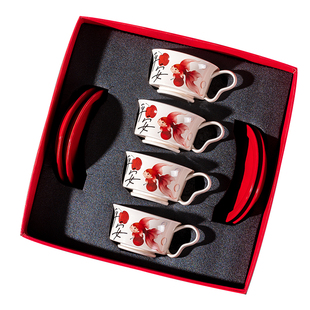 锦鲤平安喜乐陶瓷咖啡杯精美礼盒套装朋友生日结婚暖居高档礼品