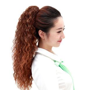 真发马尾假发女大波浪玉米烫中长梨花卷发60全真人头发丝辫子抓夹