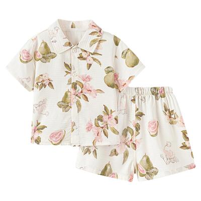 宝宝夏季薄款竹棉水果茶两件套