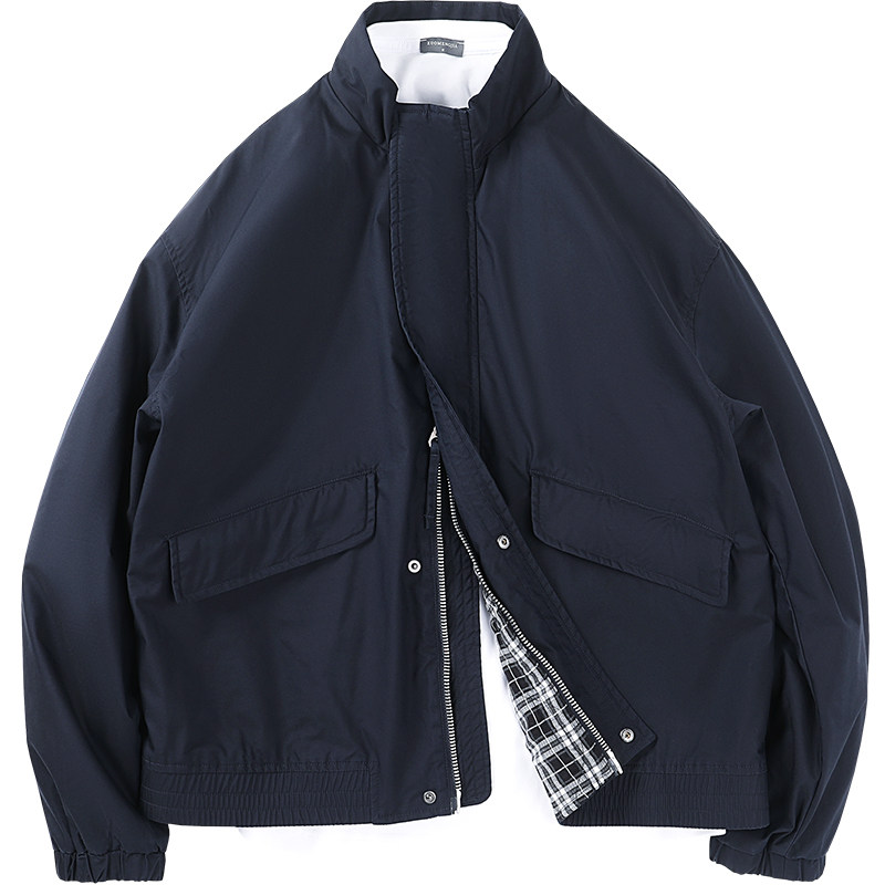 日系复古大口袋立领极简棉服外套