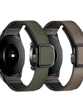 适用小米watch5手表带S5透气S4sport疯马纹磁吸扣真皮S3腕表带S2运动S1pro智能color2复古牛皮男女腕带春夏