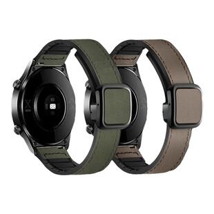 适用小米watch5手表带S4sport透气疯马纹磁吸扣真皮S3腕表带S2运动S1pro智能color2复古牛皮男女腕带秋冬配件