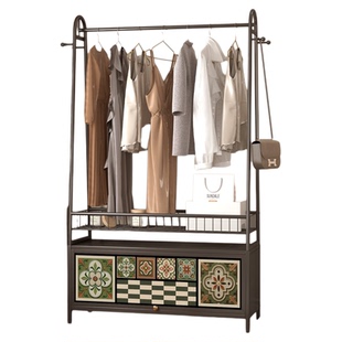 落地衣帽架2026新款法式中古风家用卧室房间挂衣架置物可移动收纳