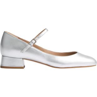 LK BENNETT银色真皮玛丽珍鞋女2025年春新款浅口法式粗跟单鞋3cm