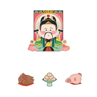 定制亚克力冰箱贴灶王爷财神爷磁铁吸石装饰灶君磁性贡品中国风